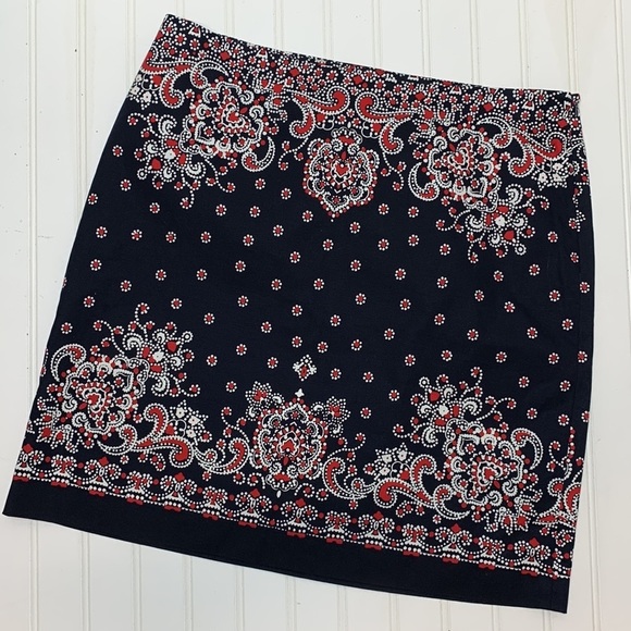 Talbots red white and blue lined skirt EUC 12 - Picture 1 of 9